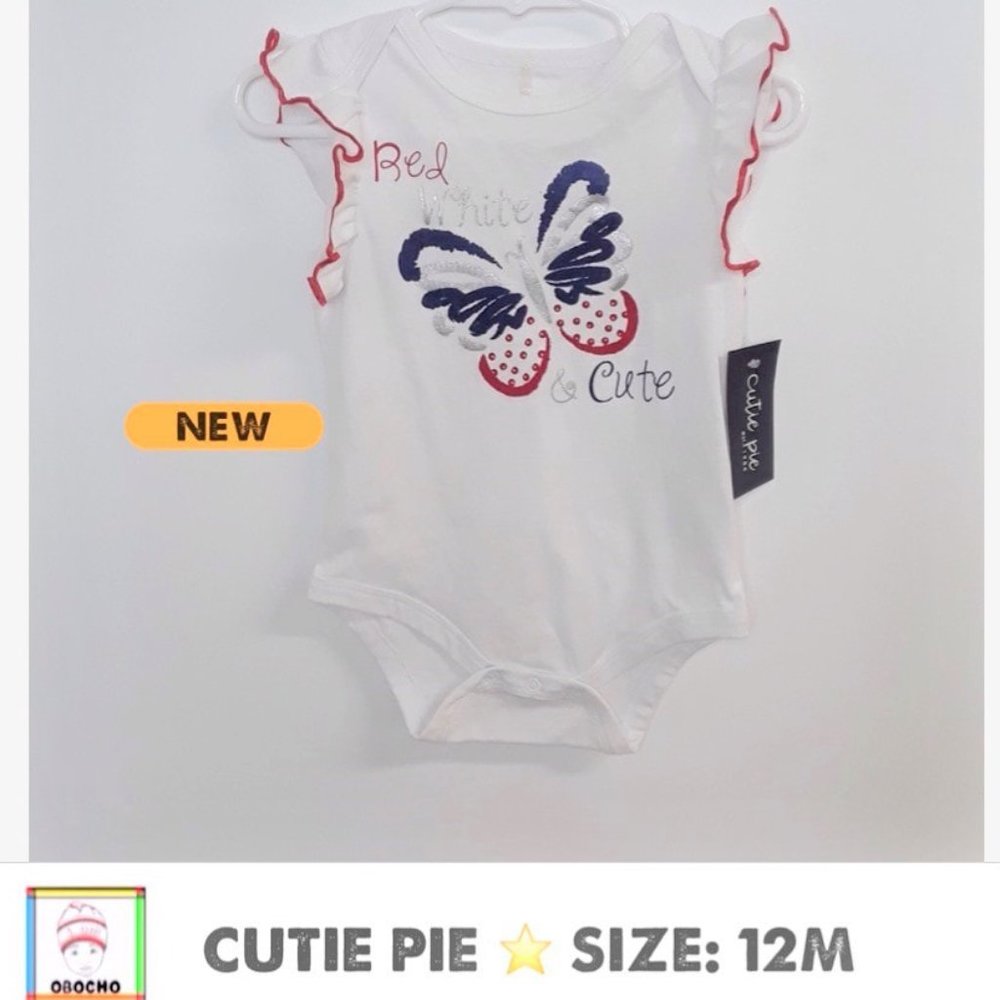 NWT Cutie Pie ❤️ Baby Girls White Sleeveless Onesie - SIZE: 12M